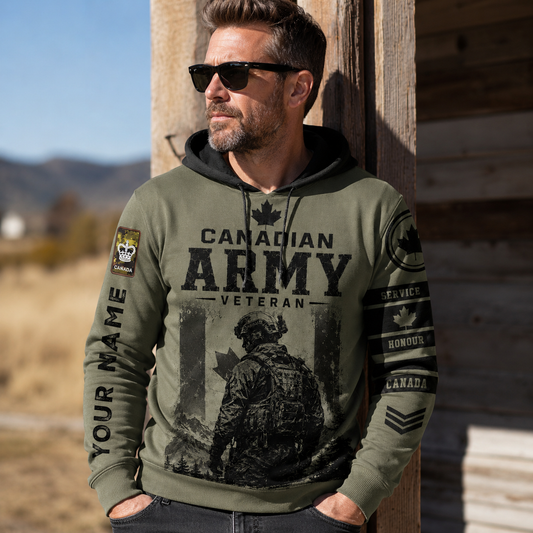 Personalized Canada Soldier/Veteran with Name & Rank Hoodie All Over Printed - TH1779235201