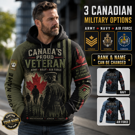 Personalized Canada Soldier/Veteran with Name & Rank Hoodie All Over Printed - TH1779235206