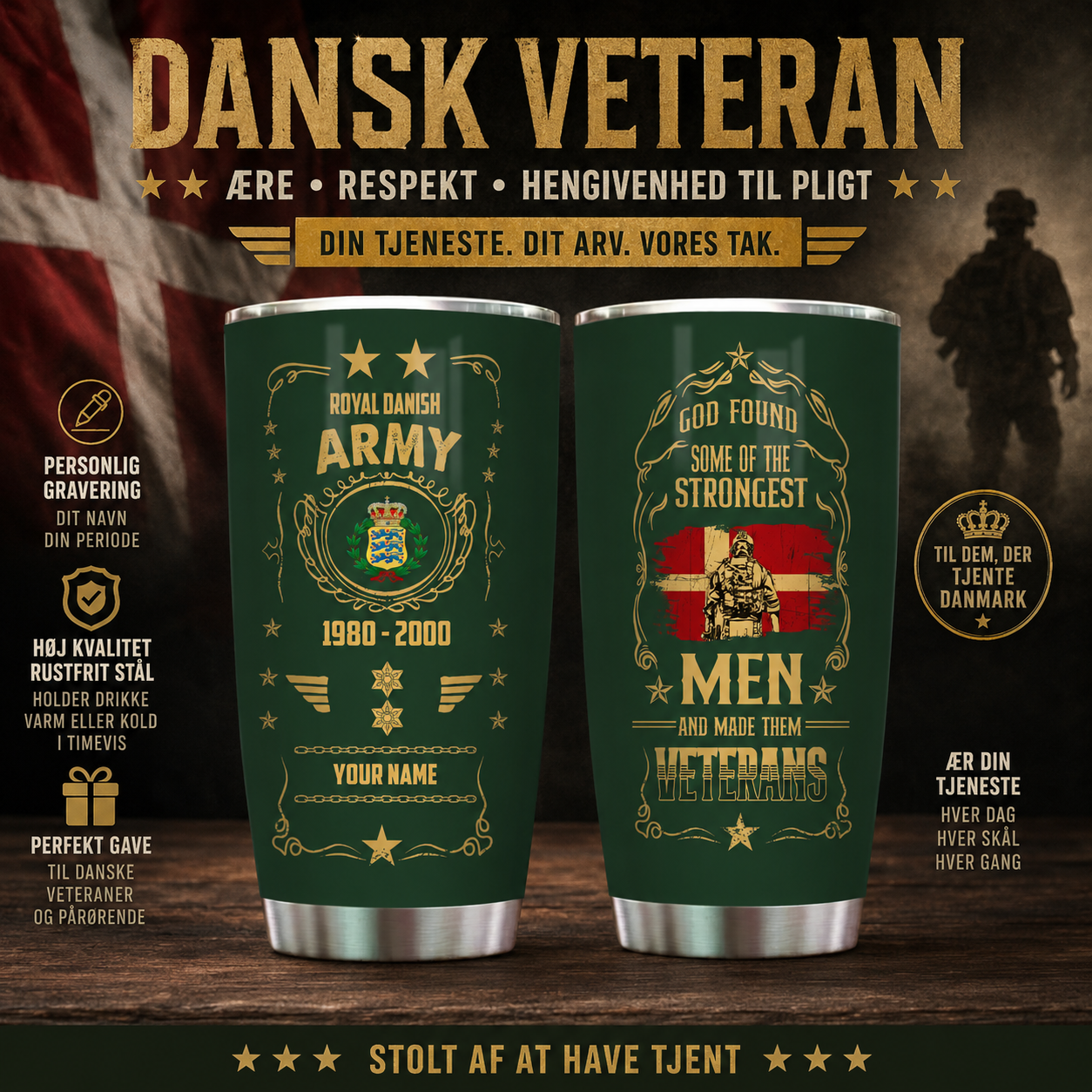 Personalized Denmark Veteran/ Soldier With Rank, Year And Name Camo Tumbler - 17496864
