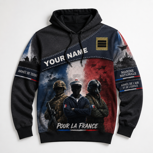 Personalized France Soldier/Veteran with Name & Rank Hoodie All Over Printed - 177880322