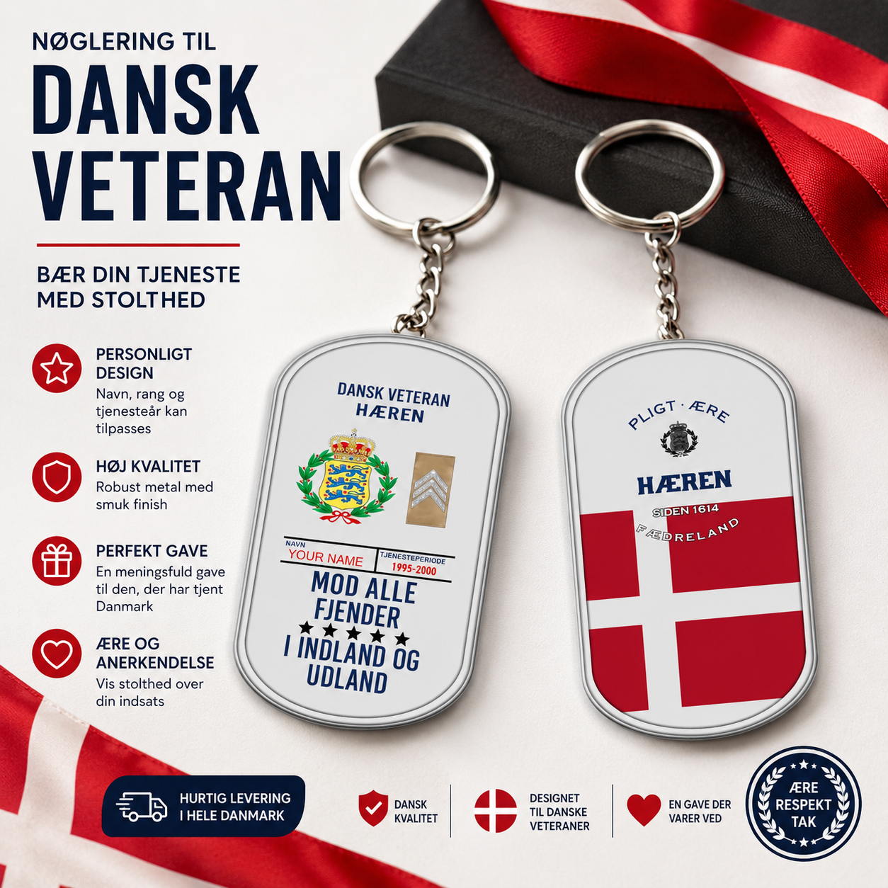 Personalized Rank And Name And Year Denmark Soldier/Veterans Acrylic Keychain - 17681760