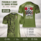 T-shirt personnalisé avec camouflage soldat/vétéran du Danemark avec nom et grade imprimé en 3D - 0302240001