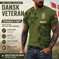 T-shirt personnalisé soldat/vétéran danois avec nom et grade imprimé sur toute la surface - 07052401QA