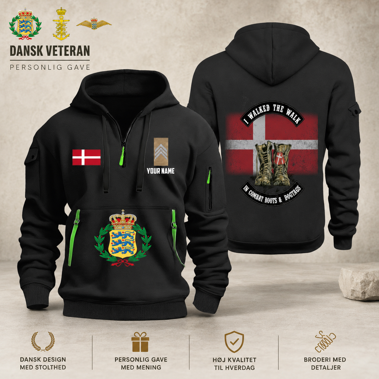 Personalized Denmark Soldier/ Veteran With Name And Rank Zip Hoodie Multicolor - 17349984