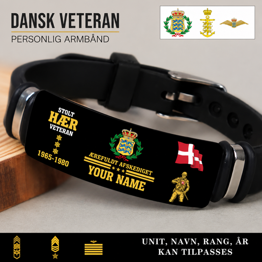 Personalized Denmark Soldier/ Veteran With Rank, Name And Year Bracelet - 17538336