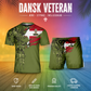 T-shirt personnalisé avec camouflage soldat/vétéran du Danemark avec nom et grade combinés + short imprimés en 3D