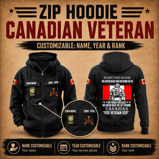 Personalized Canada Soldier/Veteran Tactical Zip Hoodie - QK1780099203