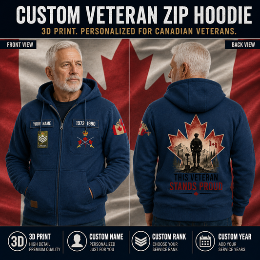 Personalized Canada Soldier/Veteran Tactical Zip Hoodie, Canadian Veteran - QK1780272007
