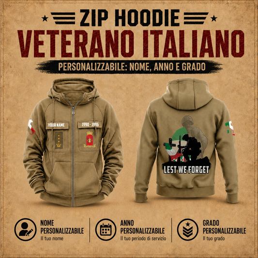 Personalized Italy Soldier/Veteran Tactical Zip Hoodie, Lest We Forget - QK1780099204