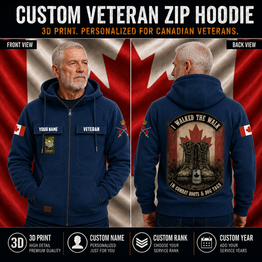 Personalized Canada Soldier/Veteran Tactical Zip Hoodie, I Walked The Walk In Combat Boots & Dog Tags - QK1780272002