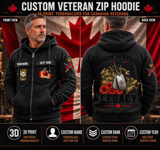 Personalized Canada Soldier/Veteran Tactical Zip Hoodie, Canadian Veteran - QK1780272005