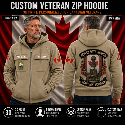 Personalized Canada Soldier/Veteran Tactical Zip Hoodie, Canadian Veteran - QK1780272006