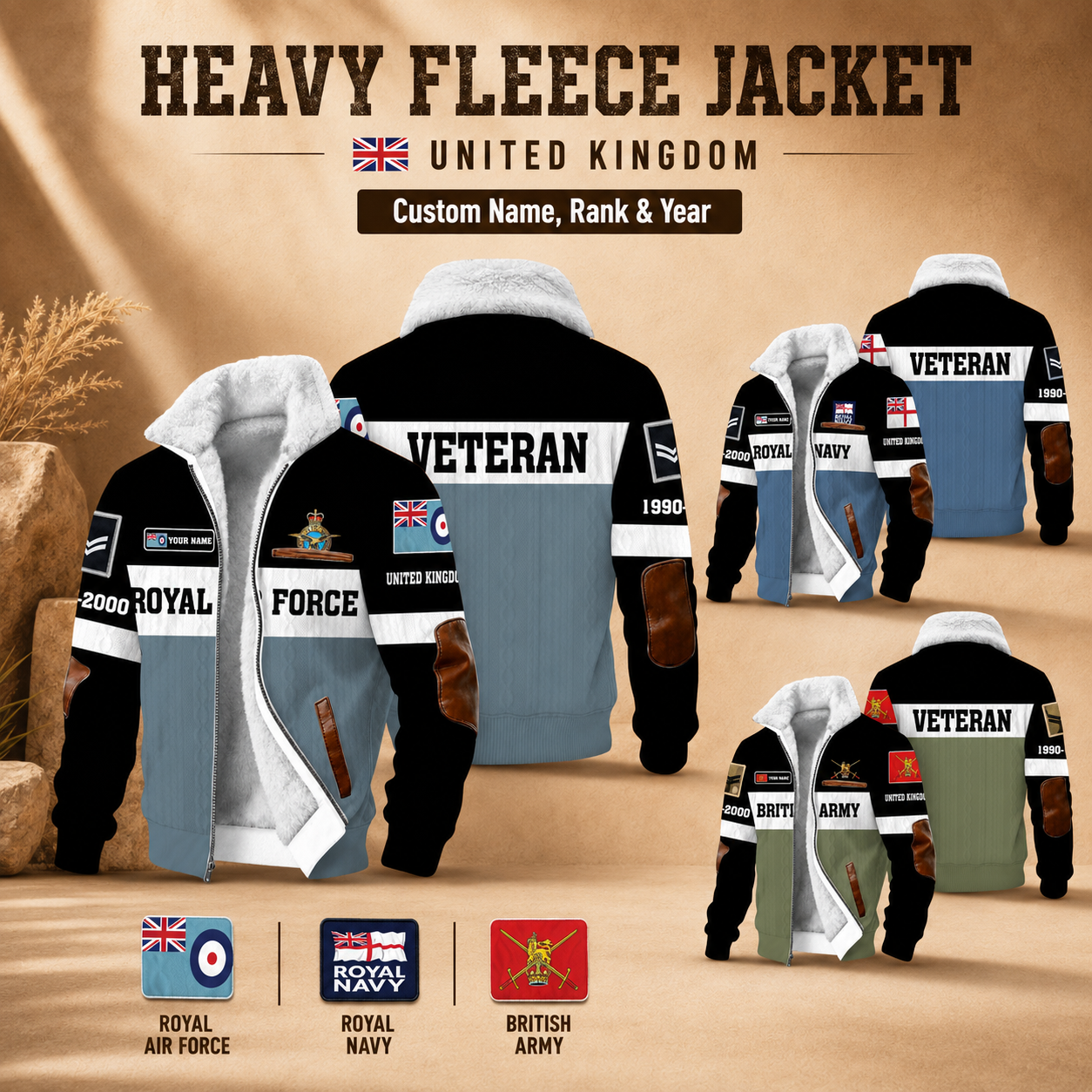Personalized UK Soldier/Veteran Heavy Fleece Jacket All Over Printed - QK1780358402