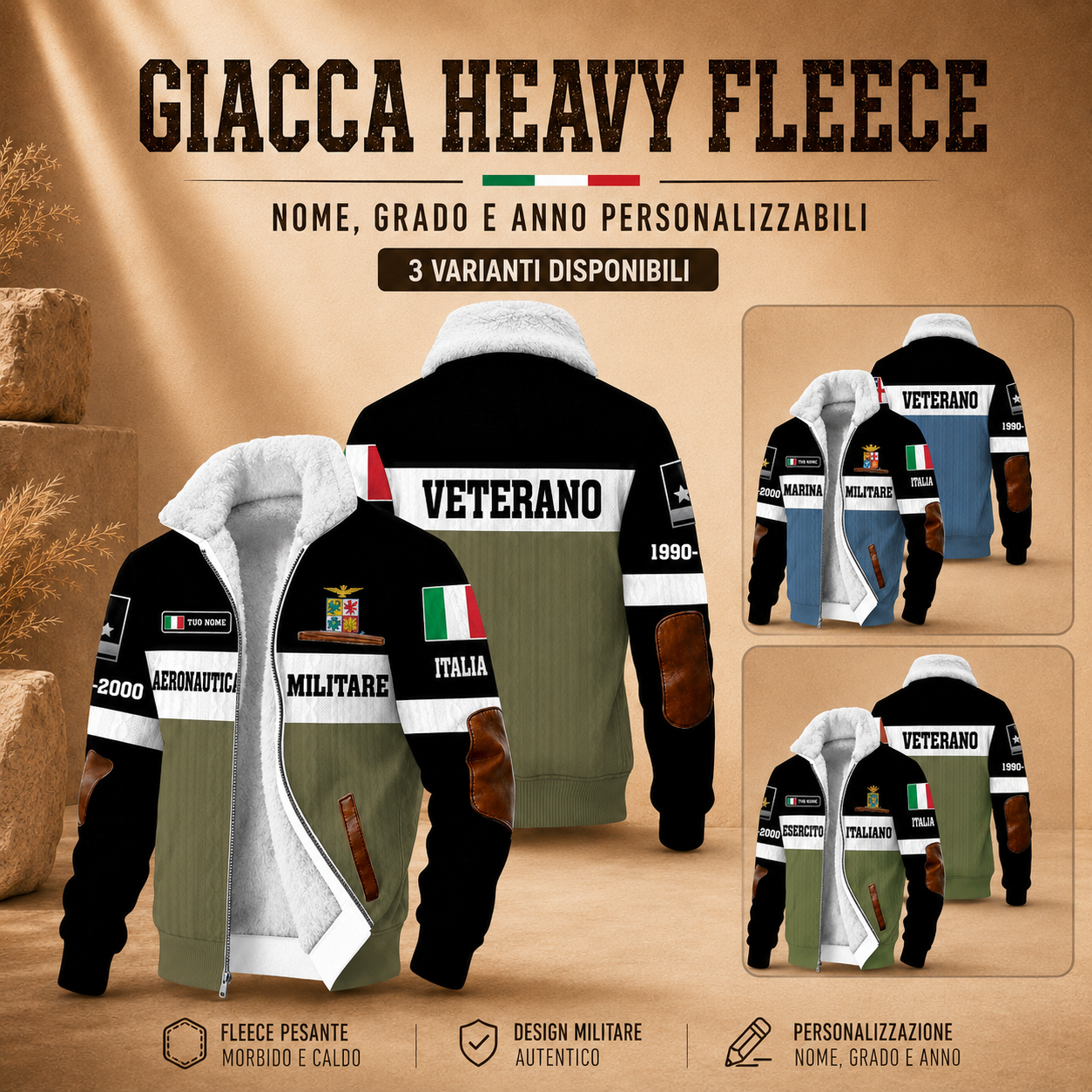 Personalized Italy Soldier/Veteran Heavy Fleece Jacket All Over Printed - QK1780358403