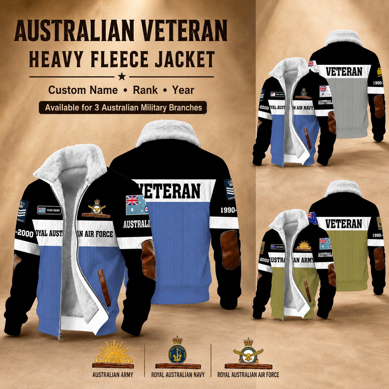 Personalized Australia Soldier/Veteran Heavy Fleece Jacket All Over Printed - QK1780358408