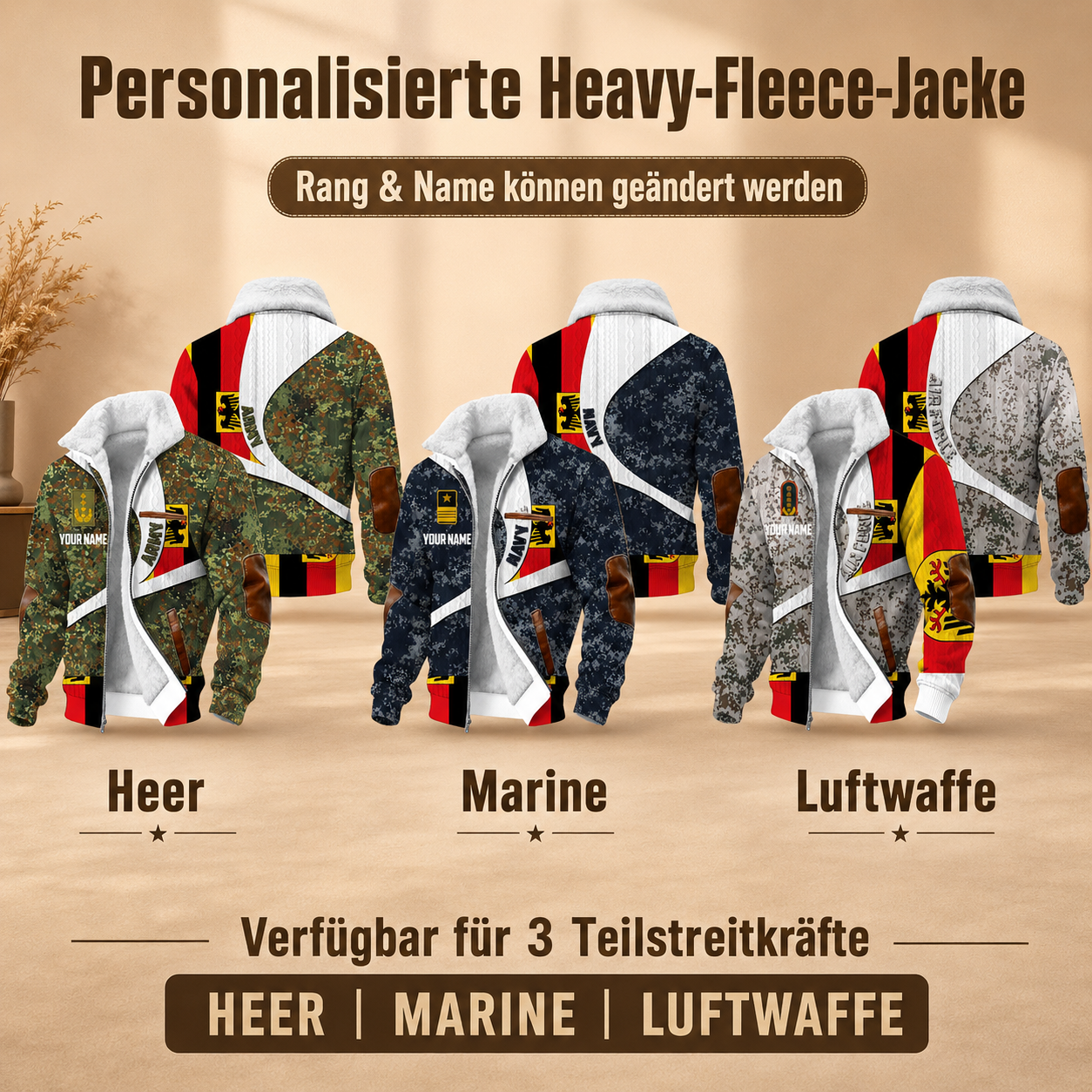 Personalized Germany Soldier/Veteran Heavy Fleece Jacket All Over Printed - QK1780444801