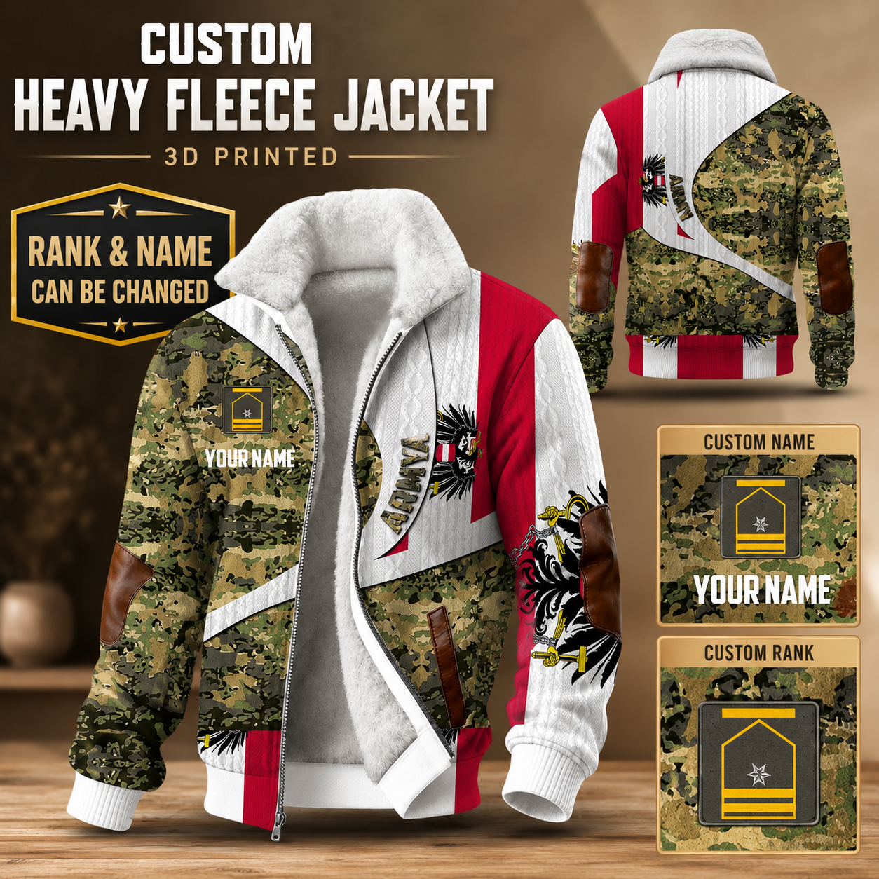 Personalized Austria Soldier/Veteran Heavy Fleece Jacket All Over Printed - QK1780444801