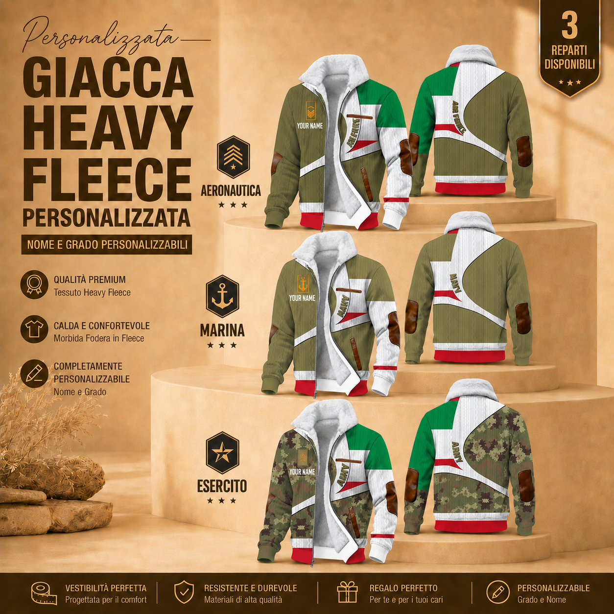 Personalized Italy Soldier/Veteran Heavy Fleece Jacket All Over Printed - QK1780444801