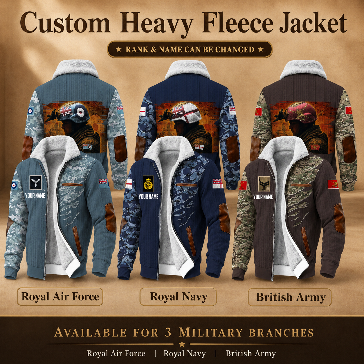 Personalized UK Soldier/Veteran Heavy Fleece Jacket All Over Printed - QK1780444802