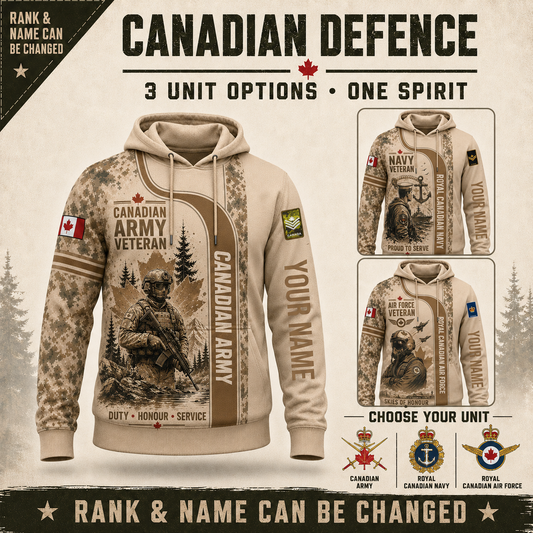 Personalized Canada Soldier/Veteran with Name & Rank Hoodie All Over Printed - QK1779148809