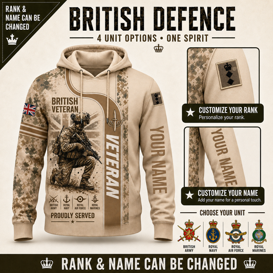Personalized UK Soldier/Veteran with Name & Rank Hoodie All Over Printed - QK1779148812