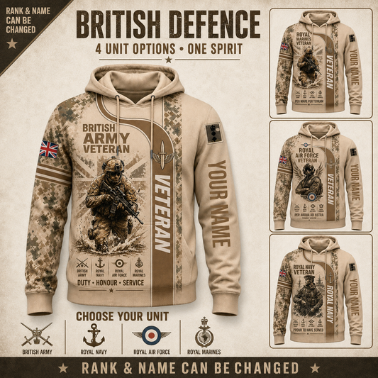 Personalized UK Soldier/Veteran with Name & Rank Hoodie All Over Printed - QK1779148813