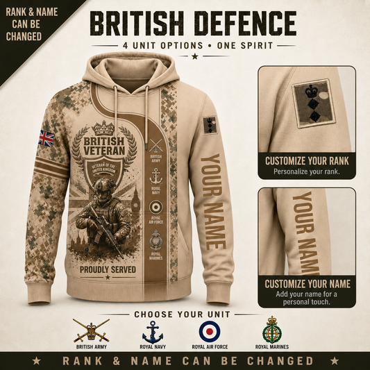 Personalized UK Soldier/Veteran with Name & Rank Hoodie All Over Printed - QK1779148816