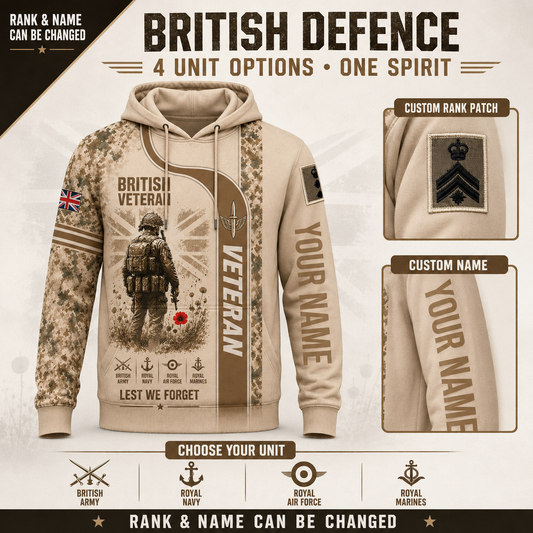 Personalized UK Soldier/Veteran with Name & Rank Hoodie All Over Printed - QK1779148815