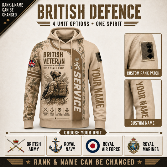 Personalized UK Soldier/Veteran with Name & Rank Hoodie All Over Printed - QK1779148821