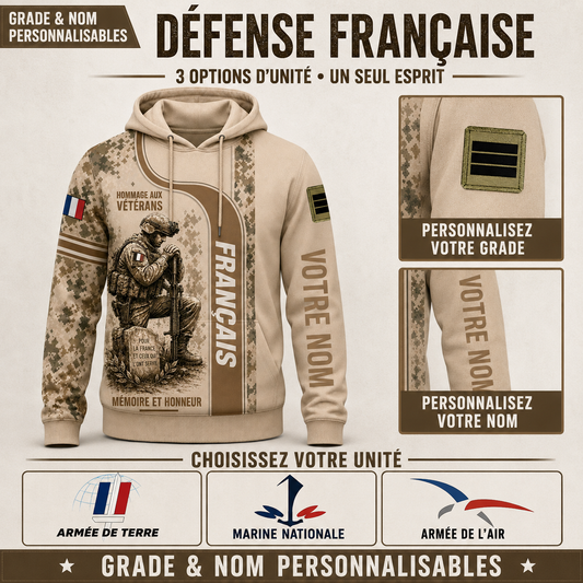 Personalized France Soldier/Veteran with Name & Rank Hoodie All Over Printed - QK1779148823