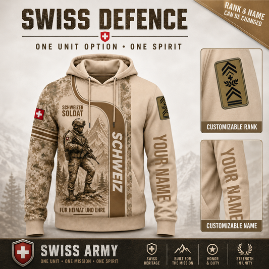 Personalized Swiss Soldier/Veteran with Name and Rank Hoodie All Over Printed - QK1779148826