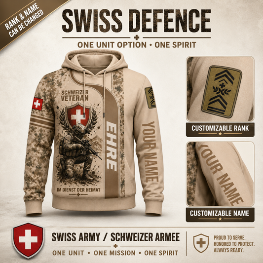 Personalized Swiss Soldier/Veteran with Name and Rank Hoodie All Over Printed - QK1779148828