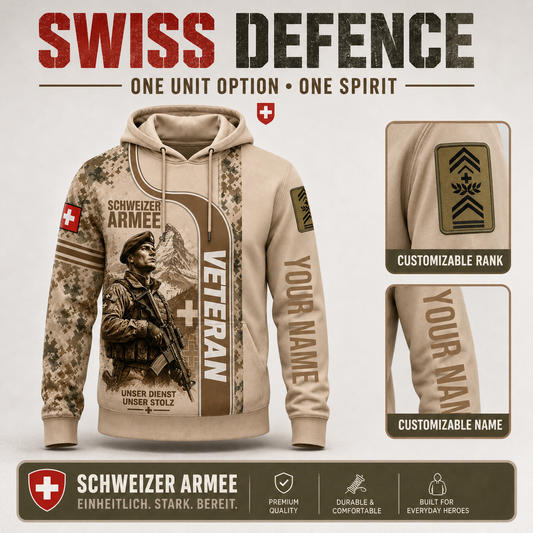 Personalized Swiss Soldier/Veteran with Name and Rank Hoodie All Over Printed - QK1779148829