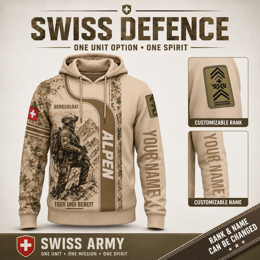 Personalized Swiss Soldier/Veteran with Name and Rank Hoodie All Over Printed - QK1779148830