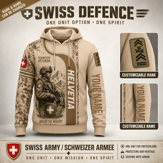Personalized Swiss Soldier/Veteran with Name and Rank Hoodie All Over Printed - QK1779148831