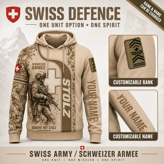 Personalized Swiss Soldier/Veteran with Name and Rank Hoodie All Over Printed - QK1779148832