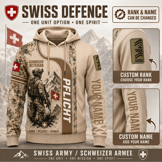 Personalized Swiss Soldier/Veteran with Name and Rank Hoodie All Over Printed - QK1779148833