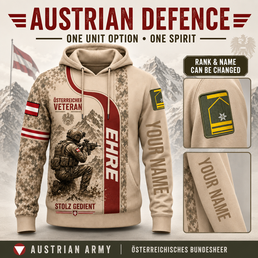 Personalized Austria Soldier/Veteran with Name and Rank Hoodie All Over Printed - QK1779148835
