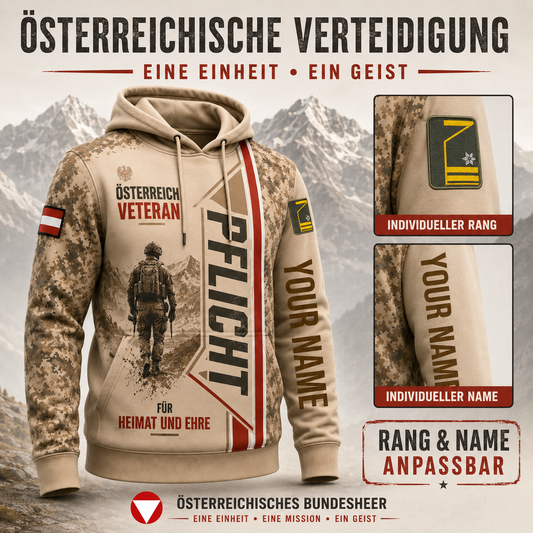 Personalized Austria Soldier/Veteran with Name and Rank Hoodie All Over Printed - QK1779148837