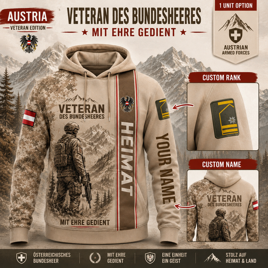 Personalized Austria Soldier/Veteran with Name and Rank Hoodie All Over Printed - QK1779148839