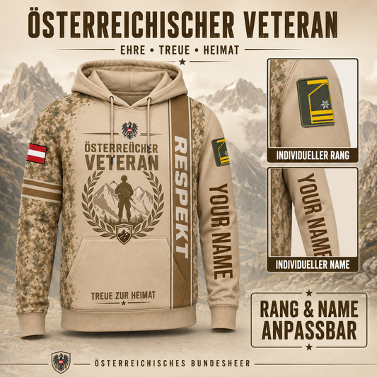 Personalized Austria Soldier/Veteran with Name and Rank Hoodie All Over Printed - QK1779148840