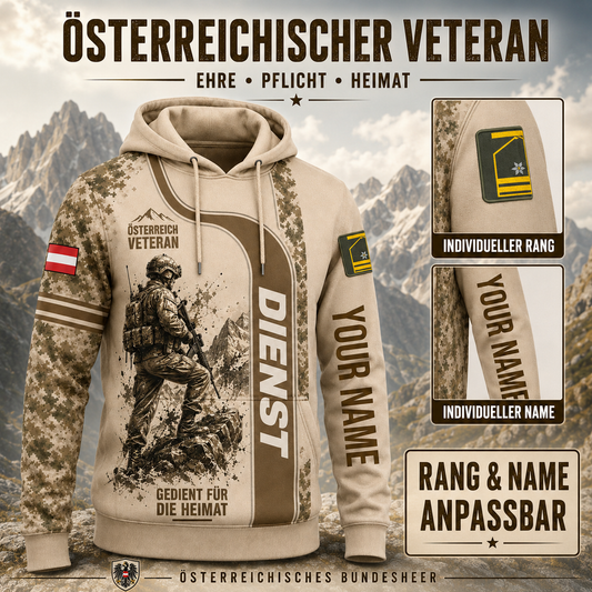 Personalized Austria Soldier/Veteran with Name and Rank Hoodie All Over Printed - QK1779148842
