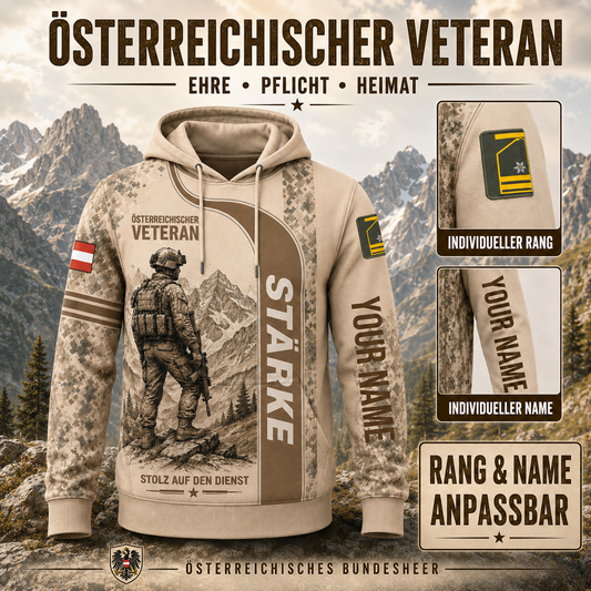 Personalized Austria Soldier/Veteran with Name and Rank Hoodie All Over Printed - QK1779148843