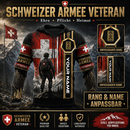 Personalized Swiss Soldier/Veteran with Name & Rank Hoodie All Over Printed - QK1779321608