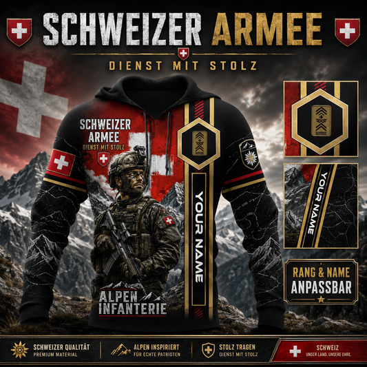 Personalized Swiss Soldier/Veteran with Name & Rank Hoodie All Over Printed - QK1779321610