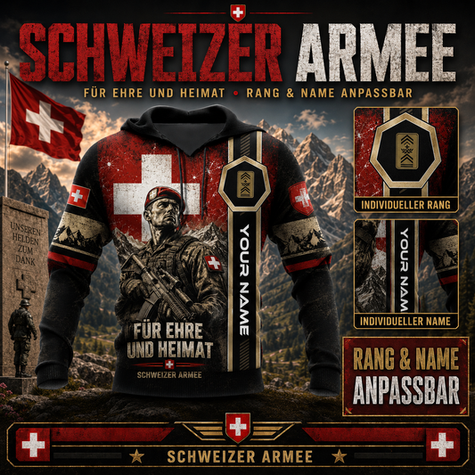 Personalized Swiss Soldier/Veteran with Name & Rank Hoodie All Over Printed - QK1779321613