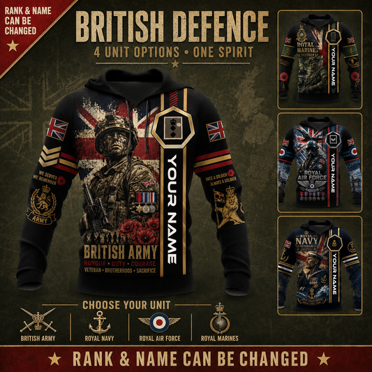 Personalized UK Soldier/Veteran with Name & Rank Hoodie All Over Printed - QK1779321601