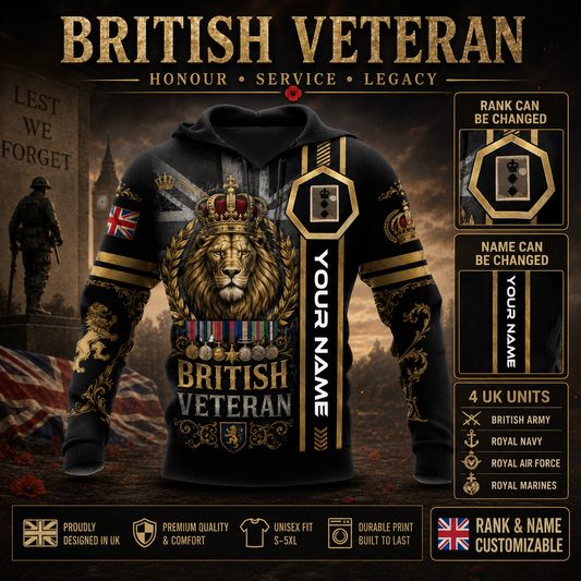 Personalized UK Soldier/Veteran with Name & Rank Hoodie All Over Printed - QK1779321604
