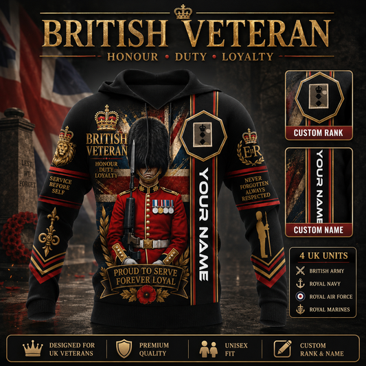 Personalized UK Soldier/Veteran with Name & Rank Hoodie All Over Printed - QK1779321605