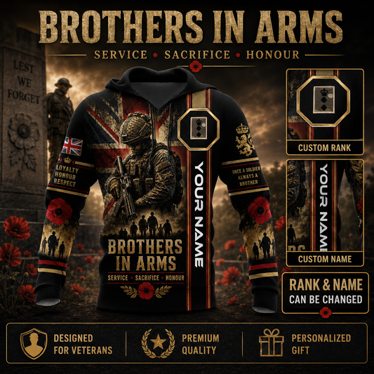 Personalized UK Soldier/Veteran with Name & Rank Hoodie All Over Printed - QK1779321607